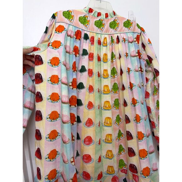 Rachel Antonoff Jello Stripe Print Drew Shirt Dress Rainbow Jelly Mold Belt L - Picture 13 of 16